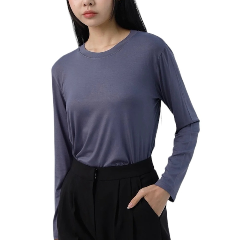 Felina Long Sleeve Smokey Blue TShirt Layering Top L